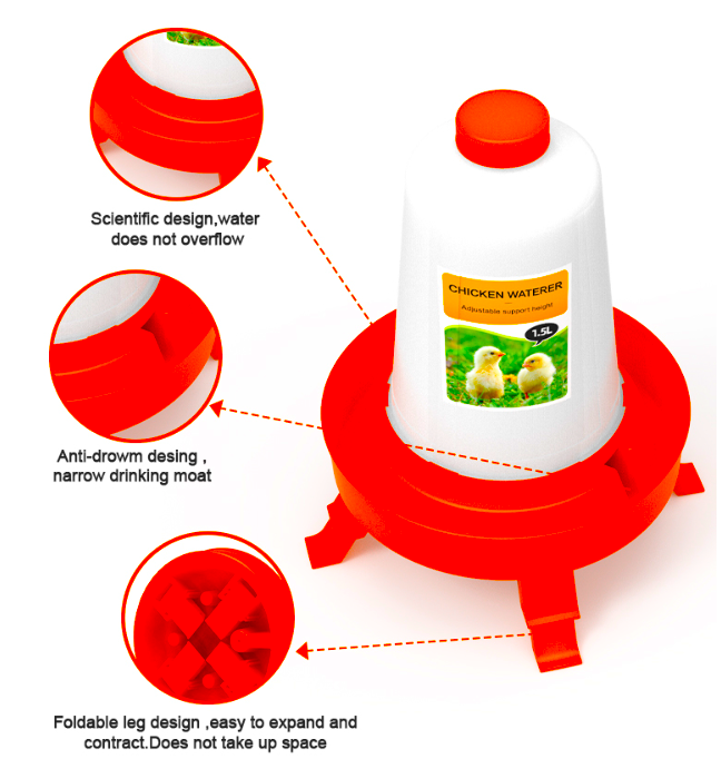 Bucket Foldable Legs Poultry / Chicken 1.5kg Feeder or 1.5 litre Drinker (single or pair options)