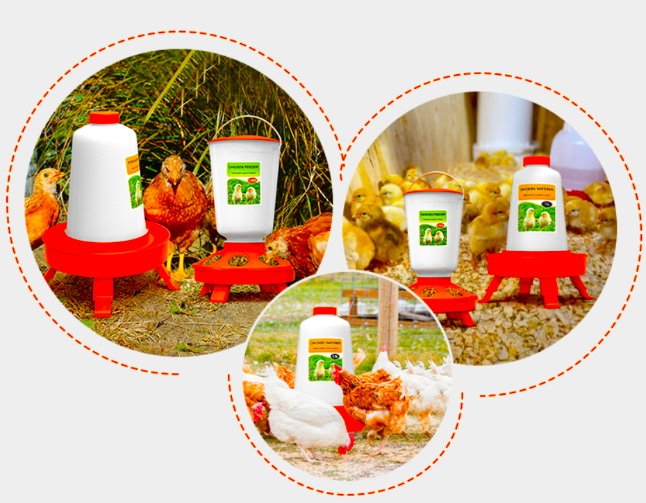 Bucket Foldable Legs Poultry / Chicken 1.5kg Feeder or 1.5 litre Drinker (single or pair options)