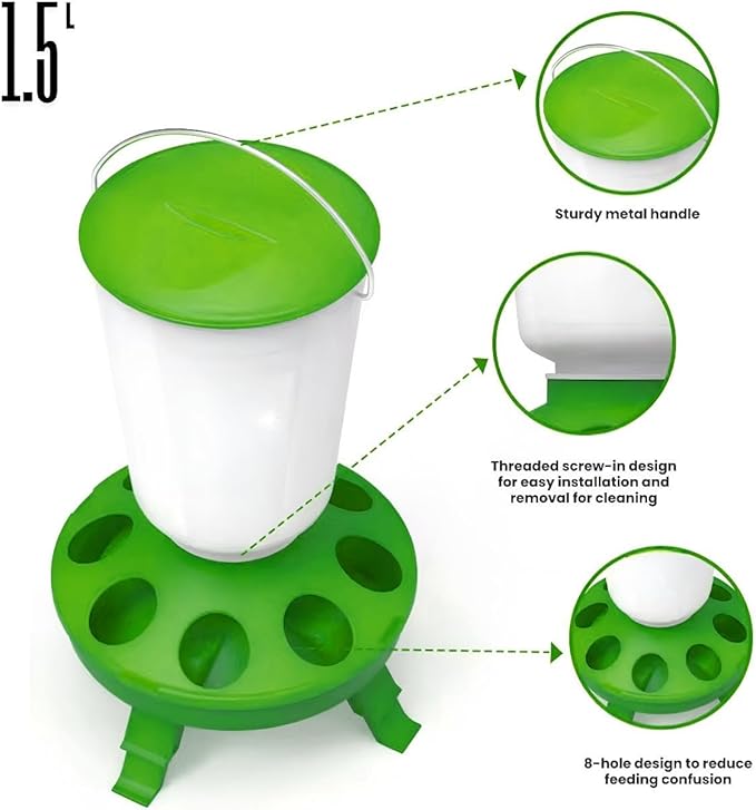 Bucket Foldable Legs Poultry / Chicken 1.5kg Feeder or 1.5 litre Drinker (single or pair options)