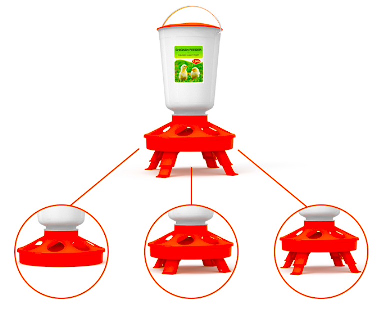 Bucket Foldable Legs Poultry / Chicken 1.5kg Feeder or 1.5 litre Drinker (single or pair options)